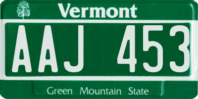 VT license plate AAJ453