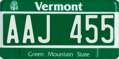 VT license plate AAJ455