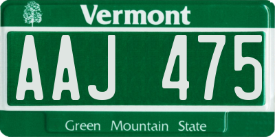 VT license plate AAJ475