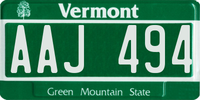 VT license plate AAJ494