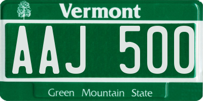 VT license plate AAJ500