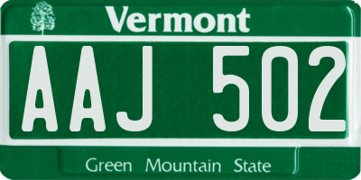 VT license plate AAJ502