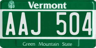 VT license plate AAJ504