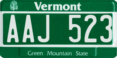 VT license plate AAJ523