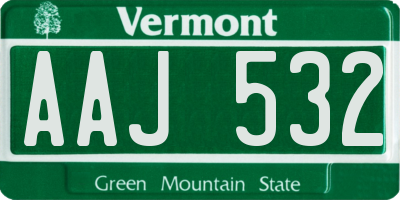 VT license plate AAJ532