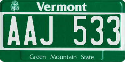 VT license plate AAJ533