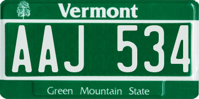 VT license plate AAJ534