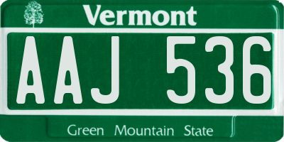 VT license plate AAJ536