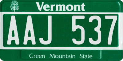 VT license plate AAJ537