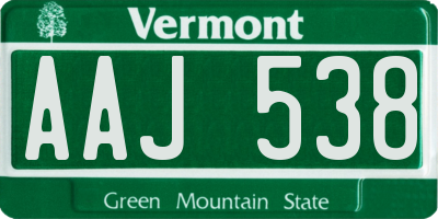 VT license plate AAJ538