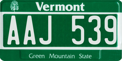 VT license plate AAJ539