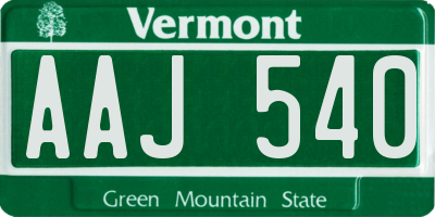 VT license plate AAJ540