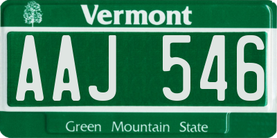 VT license plate AAJ546