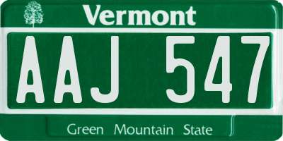 VT license plate AAJ547