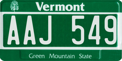 VT license plate AAJ549