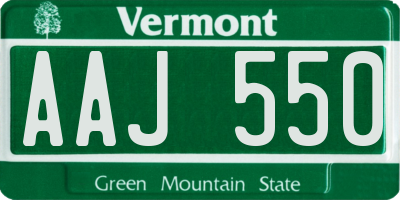 VT license plate AAJ550