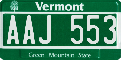 VT license plate AAJ553