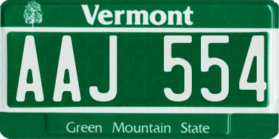 VT license plate AAJ554