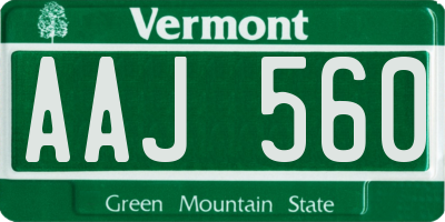 VT license plate AAJ560