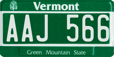 VT license plate AAJ566