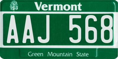 VT license plate AAJ568