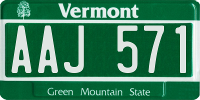 VT license plate AAJ571