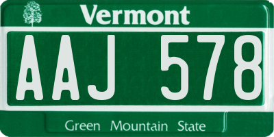 VT license plate AAJ578