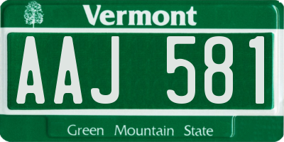 VT license plate AAJ581