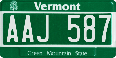 VT license plate AAJ587