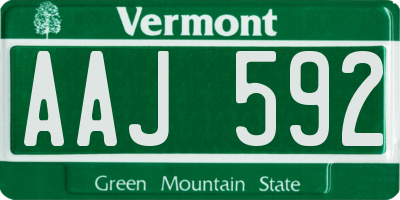 VT license plate AAJ592