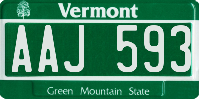 VT license plate AAJ593