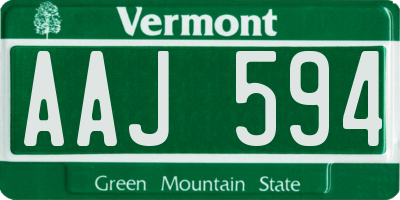 VT license plate AAJ594