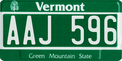 VT license plate AAJ596