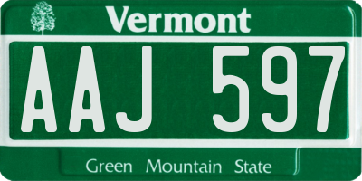 VT license plate AAJ597