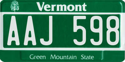 VT license plate AAJ598