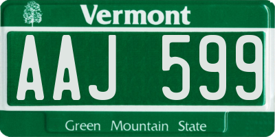 VT license plate AAJ599