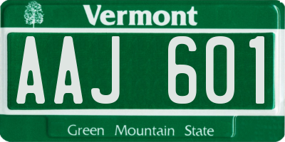 VT license plate AAJ601