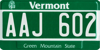 VT license plate AAJ602