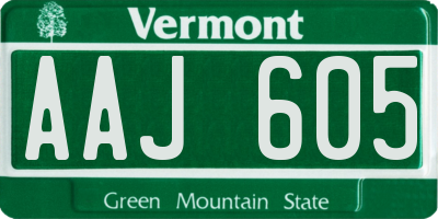 VT license plate AAJ605