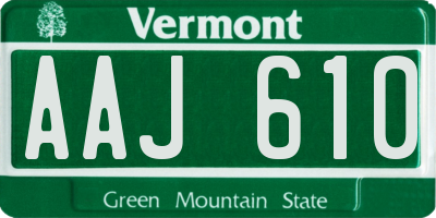 VT license plate AAJ610