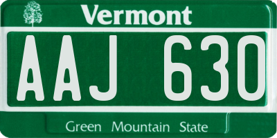 VT license plate AAJ630