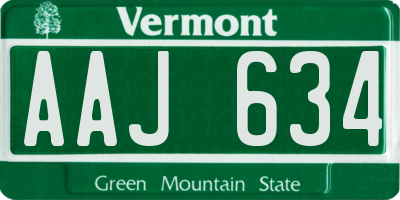 VT license plate AAJ634