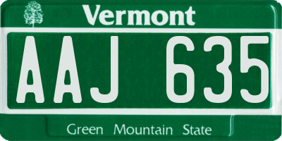 VT license plate AAJ635