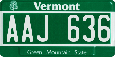 VT license plate AAJ636