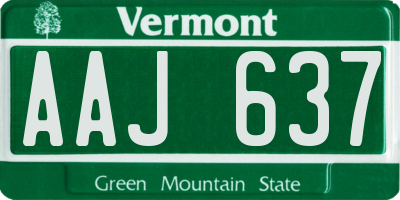 VT license plate AAJ637