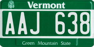 VT license plate AAJ638