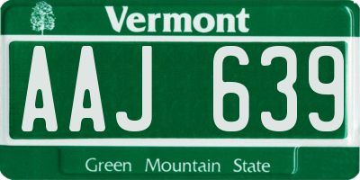 VT license plate AAJ639