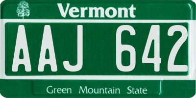 VT license plate AAJ642