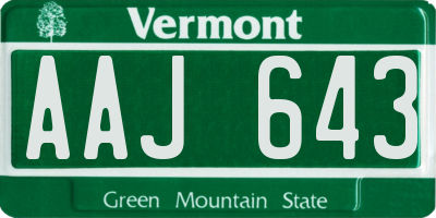 VT license plate AAJ643