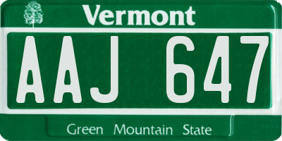 VT license plate AAJ647